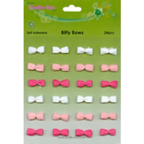 Самозалепващи мини джуфки в розово и бяло - Crafts Too Self Adhesive Bitty Bows - Pink / White (24pcs)